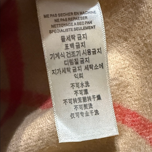 Burberry Beige and Red Cashmere Scarf - Picture 7 of 9